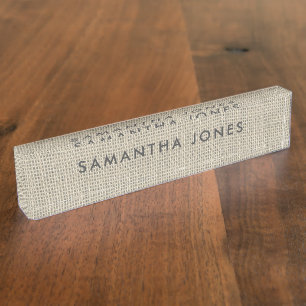 Rustic Burlap Hessian Classic Personalisiert Namensplakette