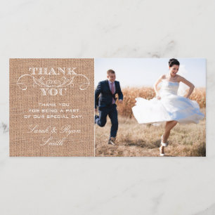 Rustic Burlap Imprimer Mariage Photo Merci Cartes