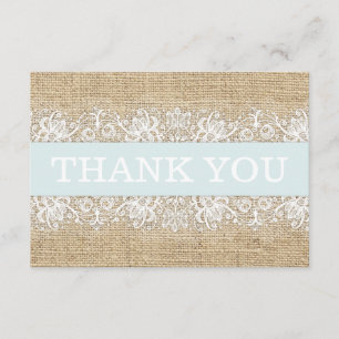 Rustic Burlap Lace Blue Boy Modern Vielen Dank Dankeskarte