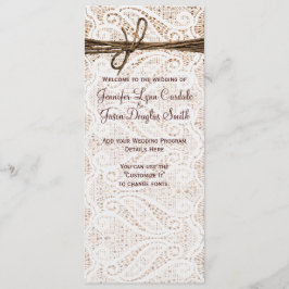 Rustic Burlap Lace Twine Country Wedding Programm