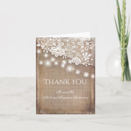 Rustic Burlap Lace und String Lights Vielen Dank Dankeskarte