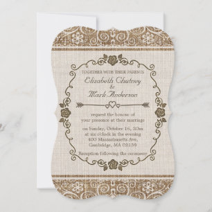 Rustic Burlap Lace Wedding Einladung