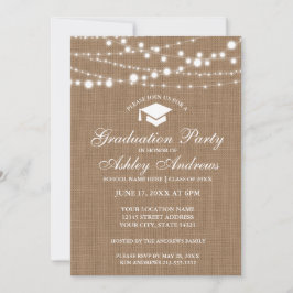 Rustic Burlap Lights Graduation Party Einladung W