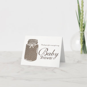 Rustic Burlap Mason Jar Baby Dusche Vielen Dank Dankeskarte