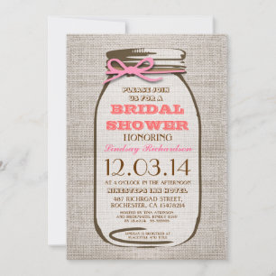 Rustic Burlap Mason Jar Brautparty Einladung