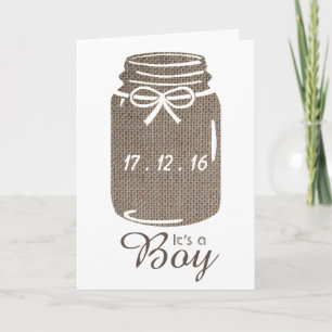 Rustic Burlap Mason Jar Nouveau bébé Faire-part ga