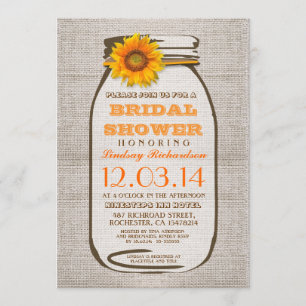Rustic Burlap Mason Jar Sunflower Brautparty Einladung