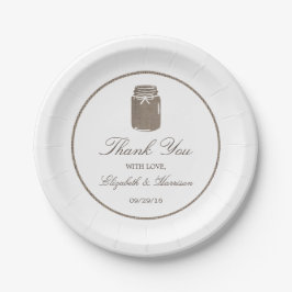 Rustic Burlap Mason Jar Wedding Pappteller