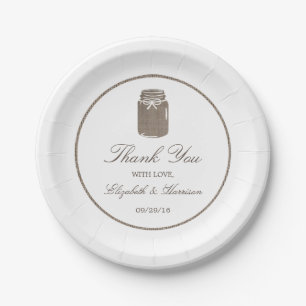 Rustic Burlap Mason Jar Wedding Pappteller