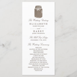 Rustic Burlap Mason Jar Wedding Program Programm