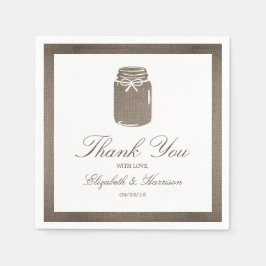Rustic Burlap Mason Jar Wedding Serviette