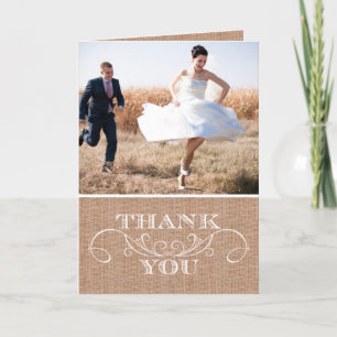 Rustic Burlap Print Wedding Dankeschön Karten
