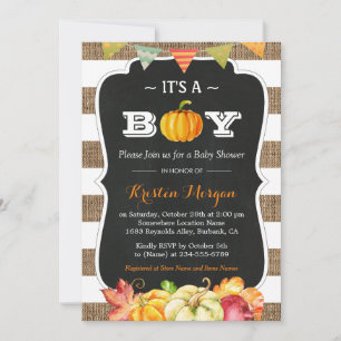 Rustic Burlap Pumpkin Es ist eine Baby-Dusche für  Einladung