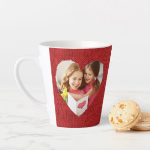 Rustic Burlap Red Heart Mama Foto Milchtasse