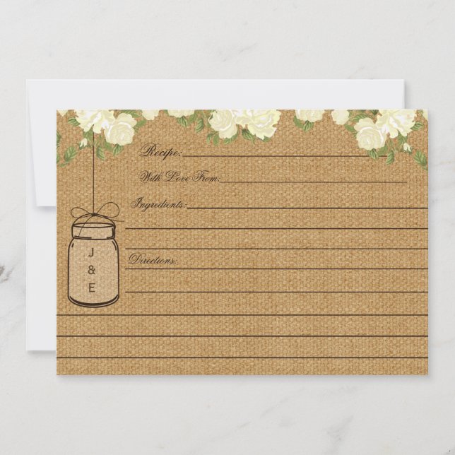Rustic Burlap Rose carte de recette de douche nupt (Devant)
