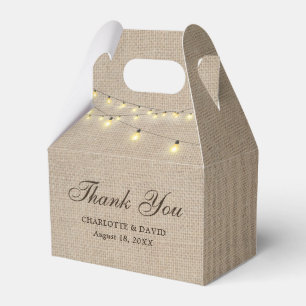 Rustic Burlap String Lights Wedding Vielen Dank Geschenkschachtel
