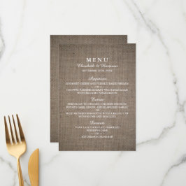 Rustic Burlap Wedding Menu Menükarte