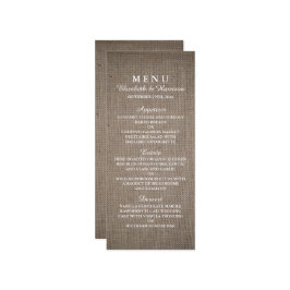 Rustic Burlap Wedding Menu Menükarte