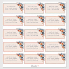 Rustic Burnt Orange & Blue Wedding Guest Address Aufkleber