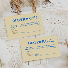 Rustic Butter Yellow Blu Baby Shower Diaper Raffle Begleitkarte