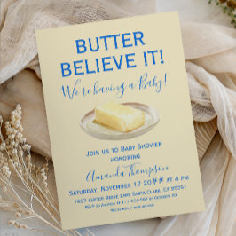 Rustic Butter Yellow Blue Boy Baby Shower Einladung