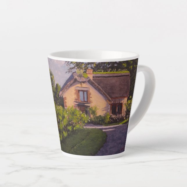Rustic Cabin With Purples, Yellows, Greens Latte Milchtasse (Rechte Ecke)