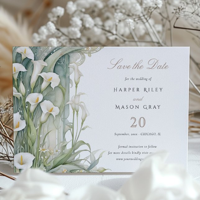 Rustic Calla Lily Save the Date Hochzeit Einladung (Von Creator hochgeladen)