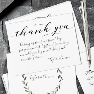 Rustic Calligraphy Sprig Wreath Wedding Vielen Dan Dankeskarte