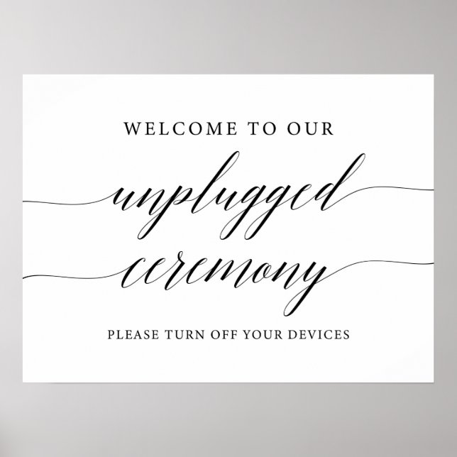 Rustic Calligraphy Unplugged Ceremony Wedding Sign Poster (Vorne)