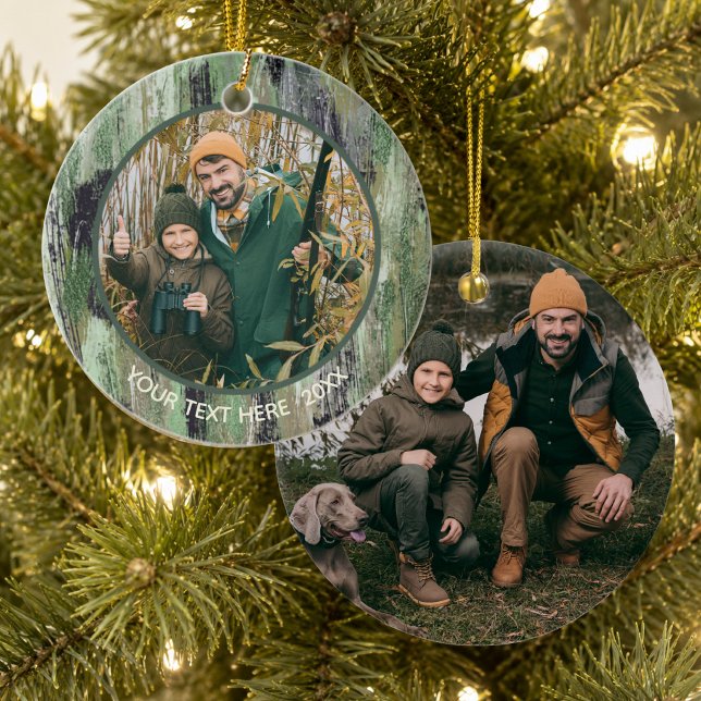 Rustic Camouflage Foto Name Keramik Ornament (Von Creator hochgeladen)