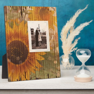 rustic cardboard country sunflower wedding fotoplatte