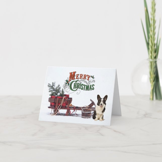 Rustic Cardigan Corgi Weihnachten (Vorderseite)