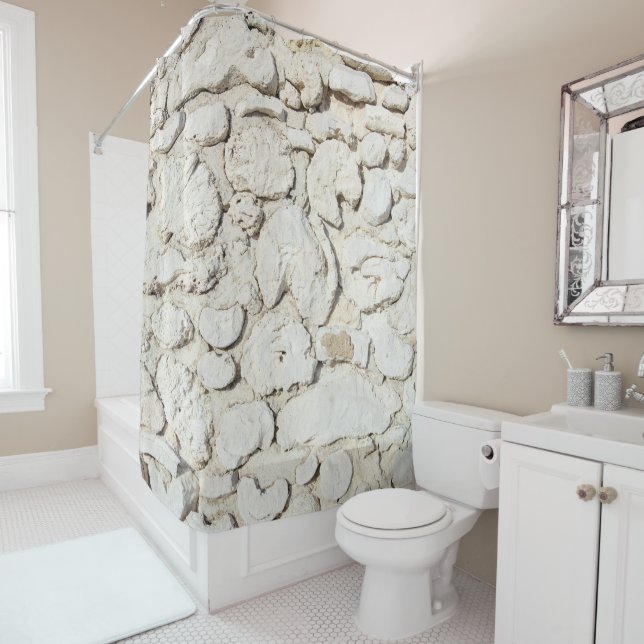 Rustic Caribbean Coral Stone Wall 1 Duschvorhang (Beispiel)
