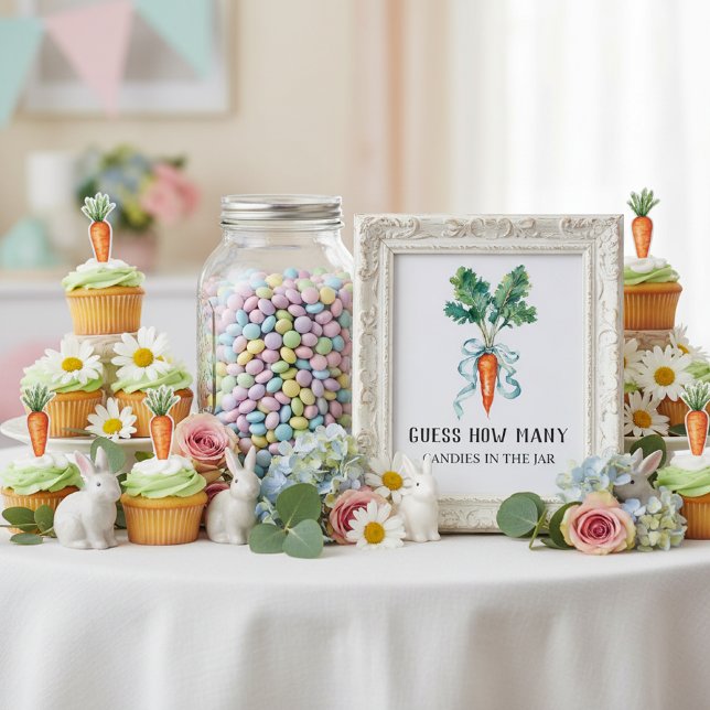 Rustic Carrot Baby Shower “Guess How Many Candies” Poster (Von Creator hochgeladen)
