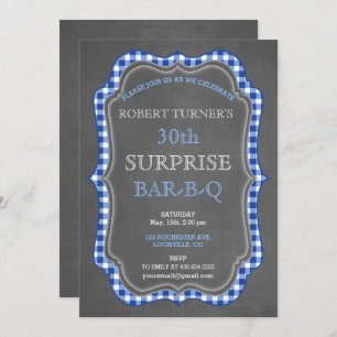Rustic Chalk En vichy Surprise Invitation BBQ Anni