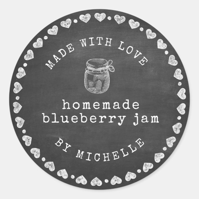 Rustic Chalk Hearts Jam Label Canning Sticker (Vorderseite)