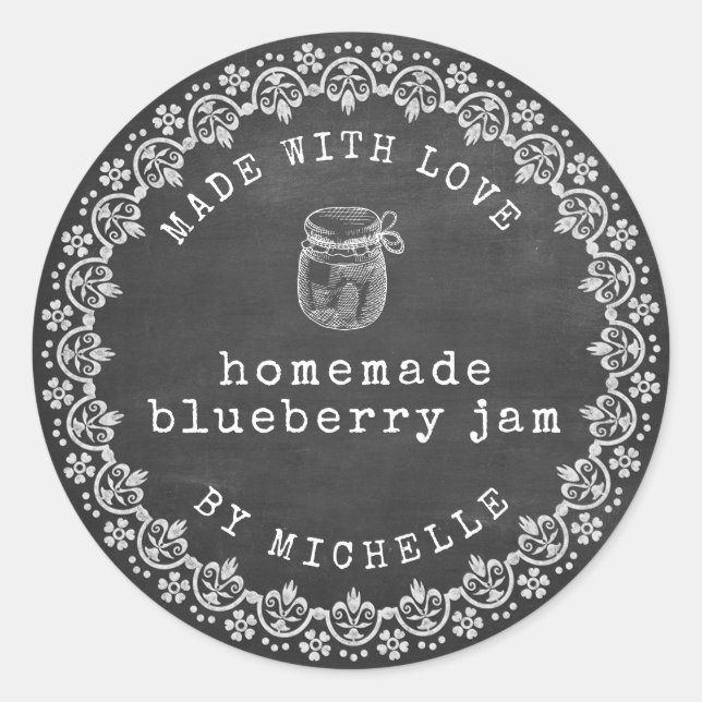 Rustic Chalk Jam Label Canning Sticker (Vorderseite)
