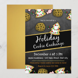 Rustic Chalkboard Cookie Exchange Invitation