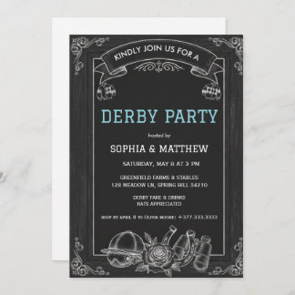 Rustic Chalkboard Derby Party Invitation