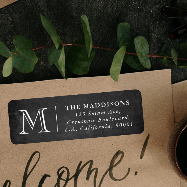 Rustic Chalkboard Family Monogram Return Address (Von Creator hochgeladen)