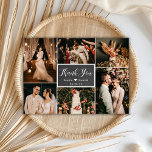 Rustic Chalkboard Multi Photo Collage Wedding  Dankeskarte<br><div class="desc">Modern, Rustic Chalkboard Hand Lettered Wedding Multi Photo Collage Thank You Card. Stylish wedding thank you card template featuring six (6) photo on the front and one (1) photo on the back side. With the text "thank you" in a swirly hand lettered calligraphy script font in white on dark grey...</div>