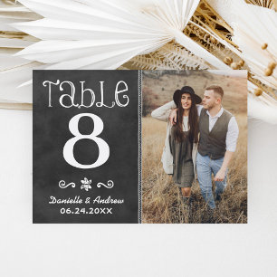 Rustic Chalkboard Photo Mariage Numéro de table