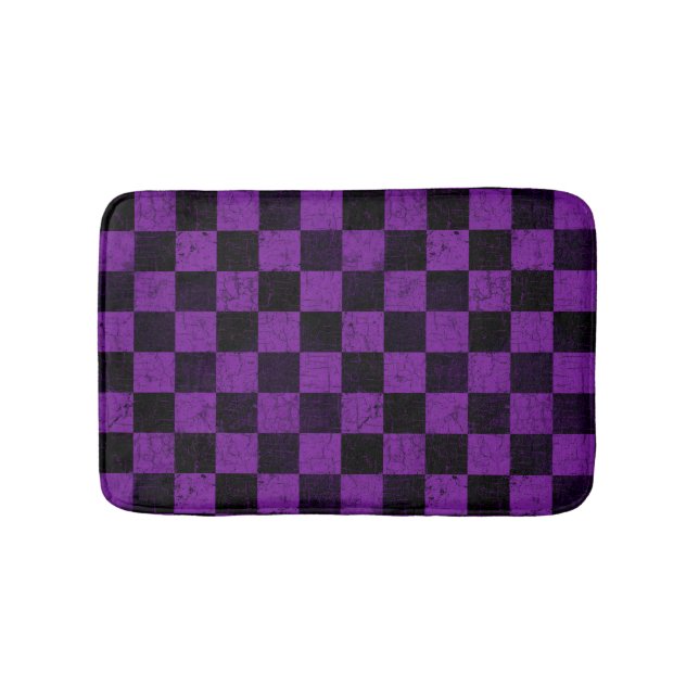 Rustic Checks, Purple and Black Badematte (Vorderseite)