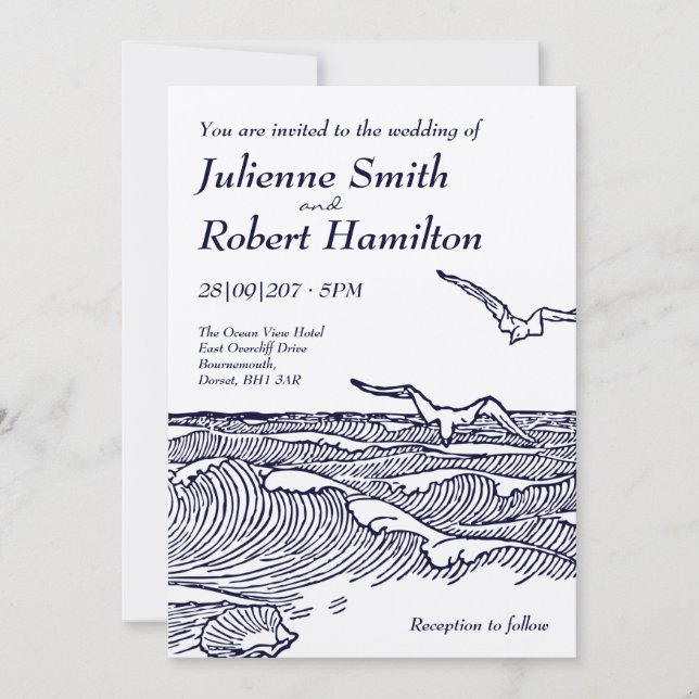 Rustic Chic Beach Hochzeit in Urlaubsort Einladung (Vorderseite)