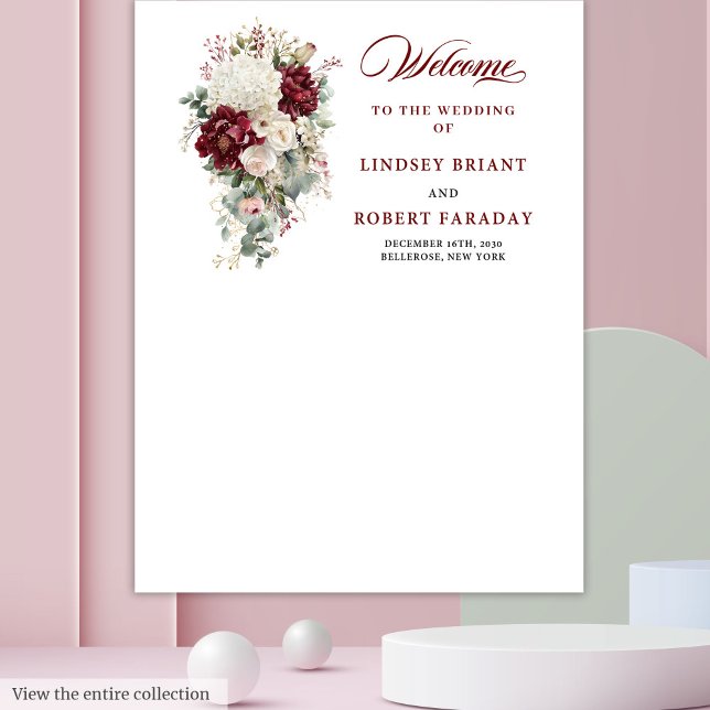 Rustic Chic Boho Burgundy Wedding Foto Hintergrund Wandteppich (Rustic Chic Boho Burgundy Wedding Photo Backdrop)