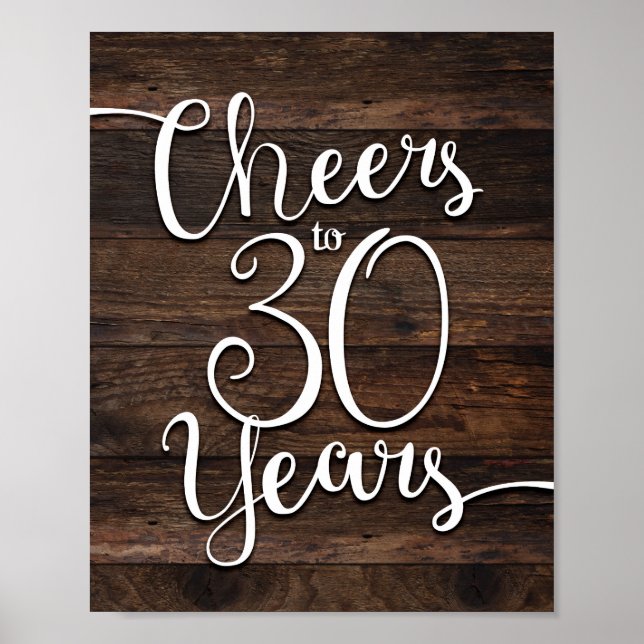 Rustic Chic CHEERS TO 30 YEARS Print Poster (Vorne)