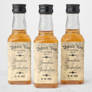 Rustic Chic Custom Guest Danke für Niedliche Mini Alkoholflaschenetikett