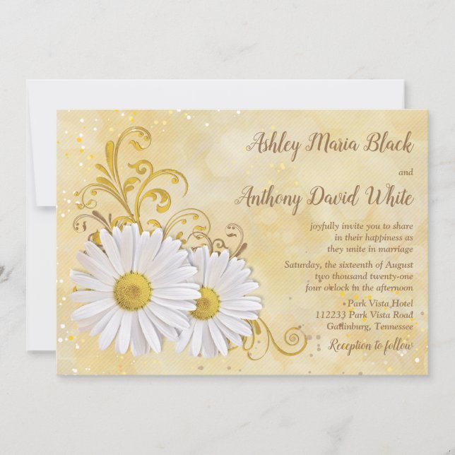 Rustic Chic Elegant Shasta Daisy Wedding Einladung (Vorderseite)
