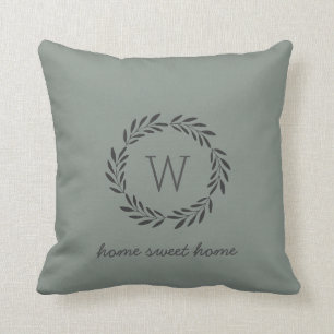 Rustic Chic Home Sweet Home Monogramme Coussin