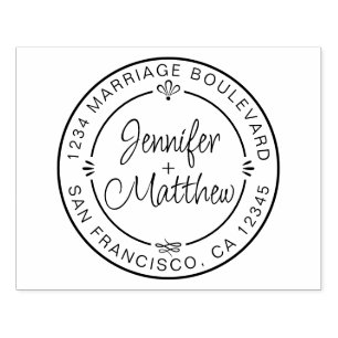 Rustic Chic Monogram Names Round-Rücksendeadresse Gummistempel